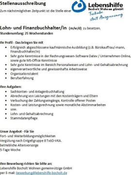 Neues Stellenangebot für unsere Lohn und Personalbuchhaltung