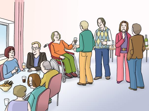 In den Gruppen-Räumen wird gegessen, gefeiert und gestritten.